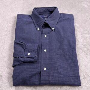 Brooks‎ Brothers Sport Mens Medium Blue Check Button Down Shirt 100% Cotton Prep